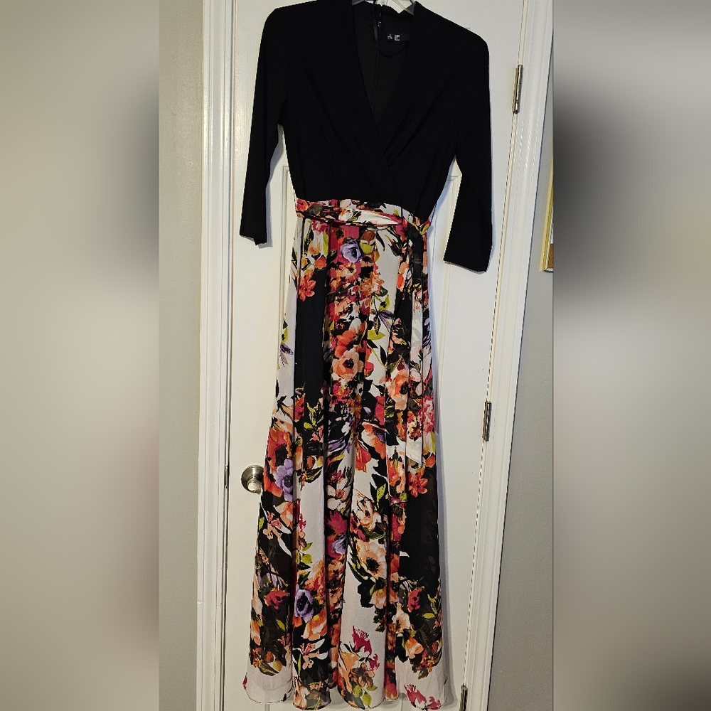 Floral Maxi Dress with Black Top